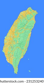 Detailed Taiwan Map Vector Accurate and Comprehensive Cartographic Illustration for Graphic Design, Navigation, and Travel-related Projects in East Asia's Beautiful Island Nation