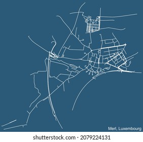 Detailed technical drawing navigation urban street roads map on blue background of the district Merl Quarter of the Luxembourgish capital city of Luxembourg City, Luxembourg