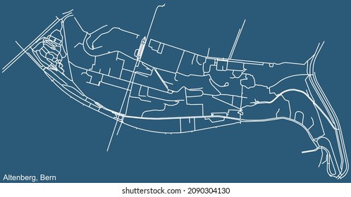Dibujo técnico detallado de la navegación por las calles urbanas mapa sobre el fondo azul del barrio de Altenberg de la capital suiza de Berna, Suiza