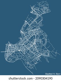 Detailed technical drawing navigation urban street roads map on blue background of the quarter Stadtteil IV Kirchenfeld-Schosshalde District of the Swiss capital city of Bern, Switzerland
