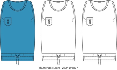 Detailed technical flat sketch