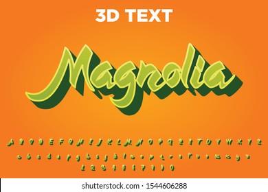 detailed text effect with modern 3d design, gradient font complete set alphabet