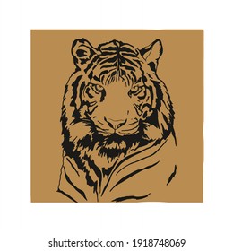 detailed tiger face with a colored background