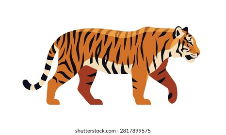 detailed tiger in motion with vivid orange black stripes and white face on dark backdrop suitable for nature or wildlife themes