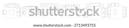 detailed top view architectural drawing of sofa and living 