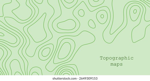 Detailed topographic map design highlighting contour lines on a light green background with a modern aesthetic