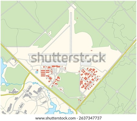 Detailed topographic vector map of a fictitious airport