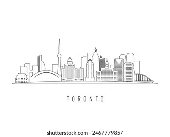 Detailed Toronto skyline vector illustration. Toronto, Canada buildings in line art style, perfect for modern designs.