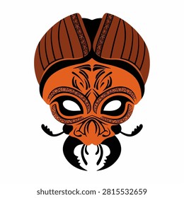 A detailed traditional mask featuring bold patterns and vibrant colors, representing cultural artistry and craftsmanship.