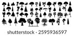 Detailed tree silhouettes vector set design 