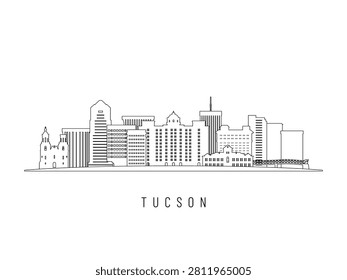 Detailed Tucson skyline vector illustration. Tucson buildings in line art style, perfect for modern designs.