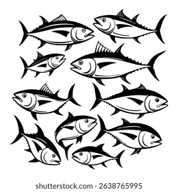 Detailed Tuna Fish Silhouette Icon Logo