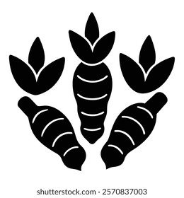 Detailed turmeric silhouette vector design for herbal and culinary art