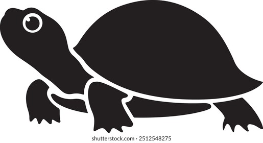 Silueta detallada de la tortuga en el fondo blanco, Vector de la silueta de la tortuga con las líneas limpias