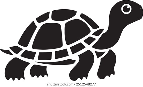 Silueta detallada de la tortuga en el fondo blanco, Vector de la silueta de la tortuga con las líneas limpias