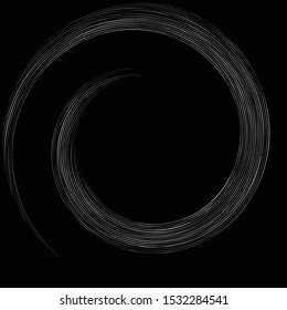 Detailed twirl, spiral element.  whirligig effect. Circular, rotating burst lines. Whirl radial spokes. Coil, twirl abstract shape