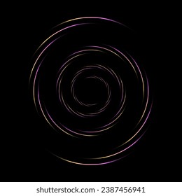 Detailed twirl, spiral element. whirligig effect. Circular, rotating burst lines. Whirl radial spokes. Coil, twirl abstract shape