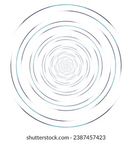 Detailed twirl, spiral element. whirligig effect. Circular, rotating burst lines. Whirl radial spokes. Coil, twirl abstract shape