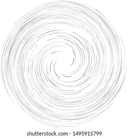 Detailed twirl, spiral element. Whirlpool, whirligig effect. Circular, rotating burst lines. Whirl radial design. Coil, twirl abstract shape