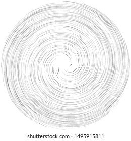 Detailed twirl, spiral element. Whirlpool, whirligig effect. Circular, rotating burst lines. Whirl radial design. Coil, twirl abstract shape