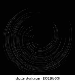 Detailed twirl, spiral element. Whirlpool, whirligig effect. Circular, rotating burst lines. Whirl radial spokes. Coil, twirl abstract shape