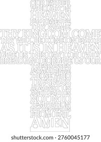 Detailed typographic cross design created from the Lord’s Prayer text, optimized for laser cutting, engraving, and CNC applications. Clean and minimalist layout suitable for acrylic, wood, metal, and leather materials. Ideal for wall decor, souvenirs, church merchandise, personalized gifts, and religious crafts.