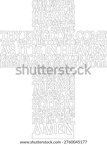Detailed typographic cross design created from the Lord’s Prayer text, optimized for laser cutting, engraving, and CNC applications. Clean and minimalist layout suitable for acrylic, wood, metal, and leather materials. Ideal for wall decor, souvenirs, church merchandise, personalized gifts, and religious crafts.