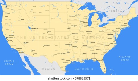 Detailed United States of America map | Vector a large color map of the USA