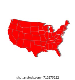 Detailed United States map. 3D icon