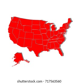 Detailed United States Map. 3D Icon