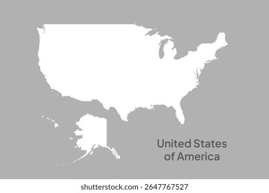 Detailed USA map, blank vector illustration.