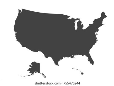 Detailed USA Map on Green Background with Shadows (EPS10 Vector)