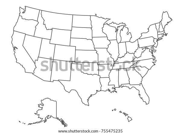 Detailed Usa Map On Green Background Stock Vector (Royalty Free) 755475235