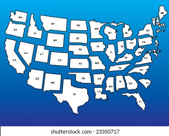 Detailed USA map with states in separate layers