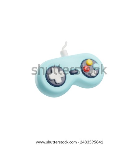 Detailed vector 3D illustration of a blue gaming joystick with buttons for exciting gaming. Game controller icon in cartoon style, perfect for user interface design.