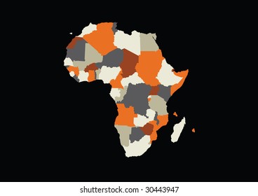 Detailed vector Africa map, completed with every country and border line.