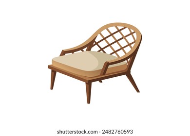 Detailed vector artwork illustration of rattan furniture. This single piece showcases the intricate weave and natural beauty of rattan, perfect for design projects or décor inspiration.