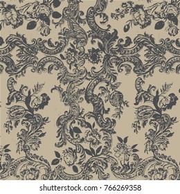 Detailed Vector Background with antique and baroque flowers. 
