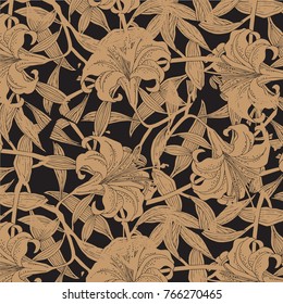 Detailed Vector Background with antique and baroque flowers. 