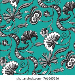 Detailed Vector Background with antique and baroque flowers.