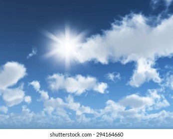 Detailed vector background of a sunny blue sky with clouds