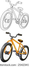 Detailed vector of a bicycle in two styles