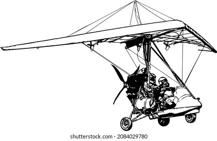 Detailed vector black and white image of a trike