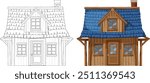 Detailed vector of a charming wooden house