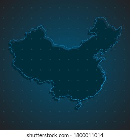 Detailed vector China country outline border map isolated on background. State template asian continent country for pattern, report, infographic, backdrop. Asia nation business silhouette sign concept