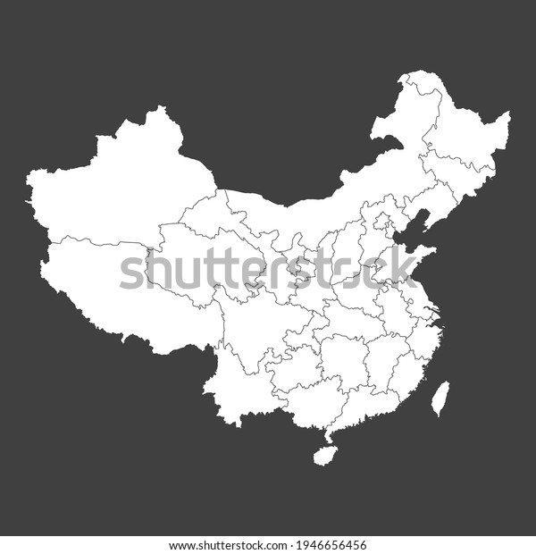 Detailed vector China country outline border map\
divide on regions isolated on background. State template asian\
continent country for pattern, report, infographic, backdrop. Asia\
nation sign concept