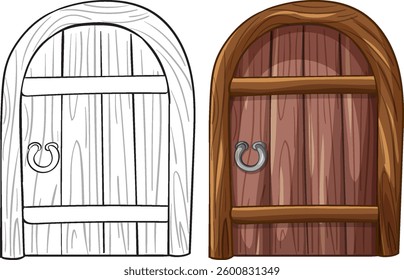 Detailed vector of a classic wooden door