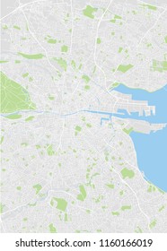 Detailed vector color map of Dublin