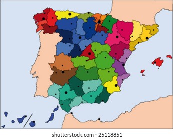  detailed vector color map of Spain