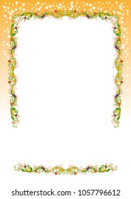 Detailed vector colorful floral frame or border